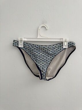 Tory Burch Hipster Bikini Bottom Blue with Ivory Flowers Large